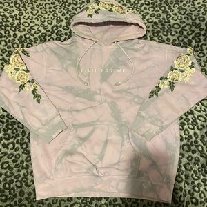 CIVIL REGIME LILAC MARBLED HOODIE W EMBROIDERY ON SLEEVES AND HOOD